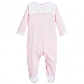 Laranjinha little girls pink and white babygrow 