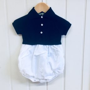 Wedoble navy and white boys button romper
