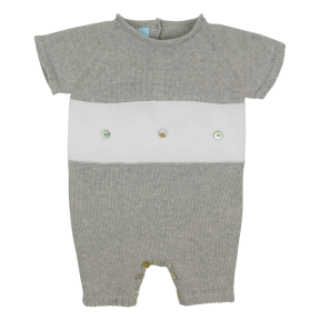 Floc grey and white knitted unisex romper