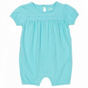 Daisy romper BU0234 Perfect for beach days and holidays, our stylish and soft daisy romper in azure blue with a delicate daisy trim is a must-have for this seasons wardrobe. It matches with our daisy tunic for older girls so you can mix and match with fri