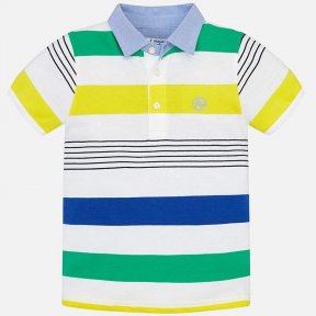 Mayoral boys polo striped green, white, yellow, blue, cotton SS19 3114