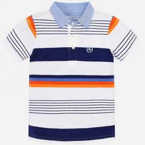 Mayoral boys polo shirt orange blue white cotton SS19 3114