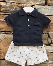 Wedoble 2 piece navy & cream anchor shorts set