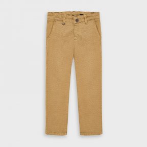 Mayoral mini boys beige, patterned straight chino trousers, button and zip fastening, elasticated, adjustable waistband 4529 AW20