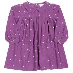 Kite purple corduroy dress, heart detail, peter pan collar, zip fastening 049146YGD