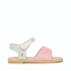 Pink and sliver sandal, velcro fastening. Emu Australia K12212