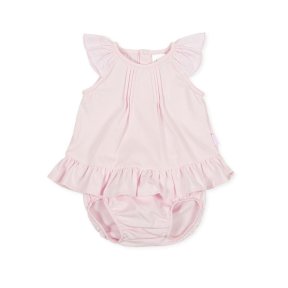 Tutto Piccolo pink dress, matching pants, popper back fastening 1784