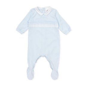 Tutto piccolo blue babygrow, popper fastening to back and crotch 1084