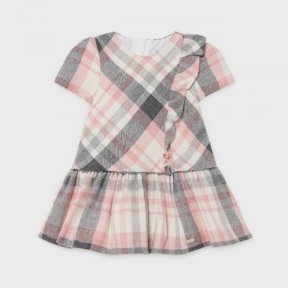 Mayoral baby girls checked dress, pink, grey, back zip fastening 2906