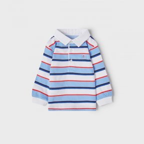 Mayoral baby boys long sleeved striped polo t-shirt, blue, white, red 1111