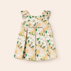 Mayoral baby girls beige dress, sleeveless, floral print, zip fastening 1957