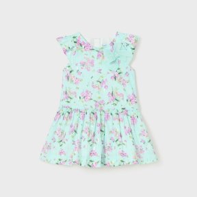 Mayoral baby girls  sleeveless aqua coloured dress, floral print design, zip fastening 1958