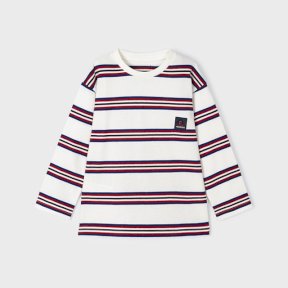 Mayoral mini boys long sleeved striped top, white, blue, red. 4019