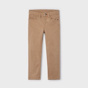 Mayoral mini boys slim fit beige trousers, adjustable waist, popper fastening 517 