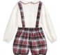 Pretty originals red & grey checked shorts, cream blouse set, bow detail on the shorts BD01748