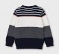 100% sustainable cotton stripe and patterned jumper, navy, white, beige, round neck 3328
