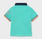 Mayoral turquoise polo shirt, short sleeved, button fastening, embroidery detail, navy, orange, white 1109