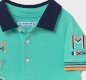 Mayoral turquoise polo shirt, short sleeved, button fastening, embroidery detail, navy, orange, white 1109
