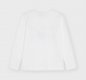 Mayoral mini girls white long sleeved top, round neck, doll print and bow applique 4008