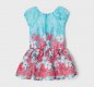 Mayoral mini girls turquoise short sleeved dress, pink white flowers, drop waist, zip fastening 3917